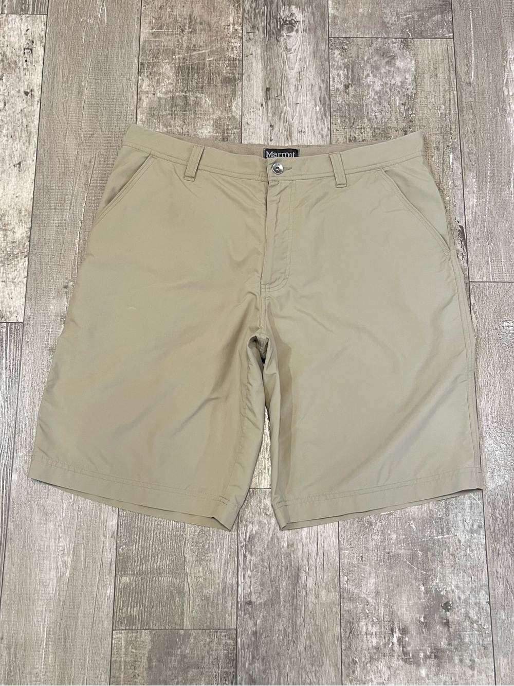MARMOT 11” Nylon Lightweight Hiking Shorts Mens 36 Tan Khaki Performance Outdoor